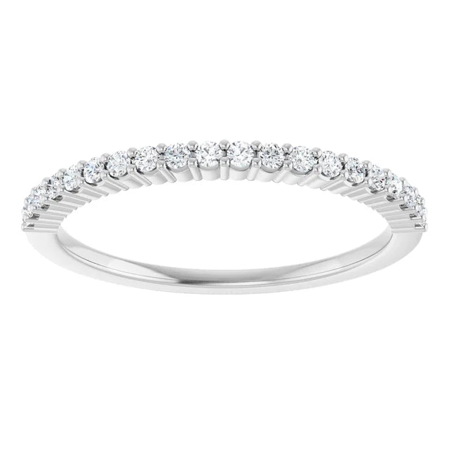 White gold or platinum 1.3 mm Half Eternity Stackable Diamond Ring