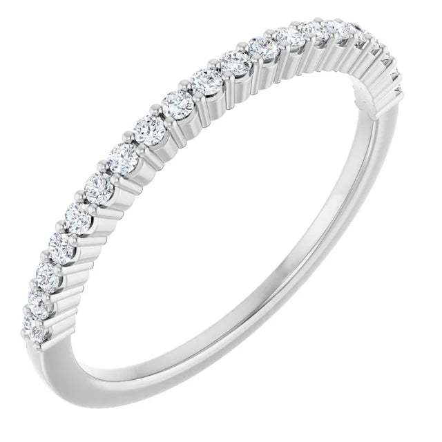 1.3 mm Half Eternity Stackable Diamond Ring set in white gold or platinum