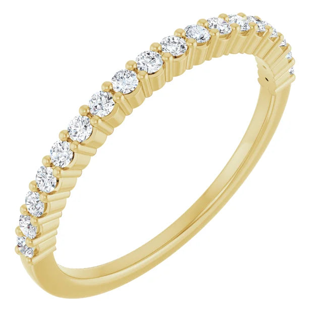 Yellow Gold 1.5 mm Half Eternity Stackable Diamond Ring