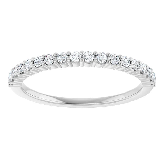 White Gold or platinum 1.5 mm Half Eternity Stackable Diamond Ring
