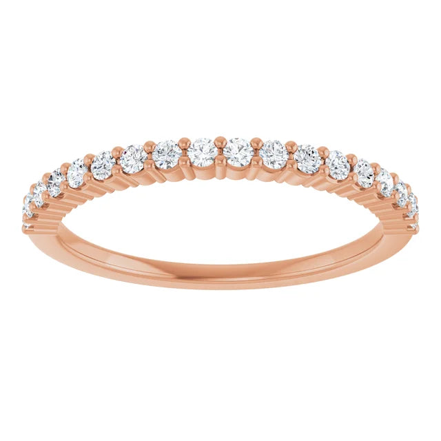 Rose Gold 1.5 mm Half Eternity Stackable Diamond Ring 1/4 CTW