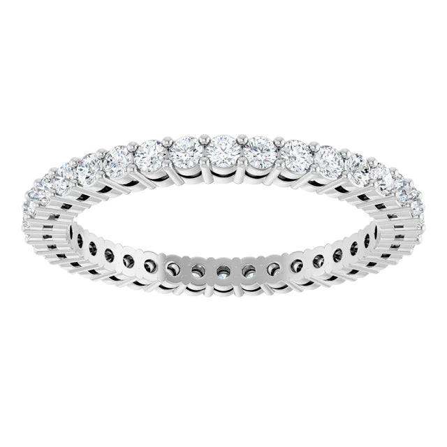 14K White gold 1.7 MM Double Gallery Full Eternity Diamond wedding band for women