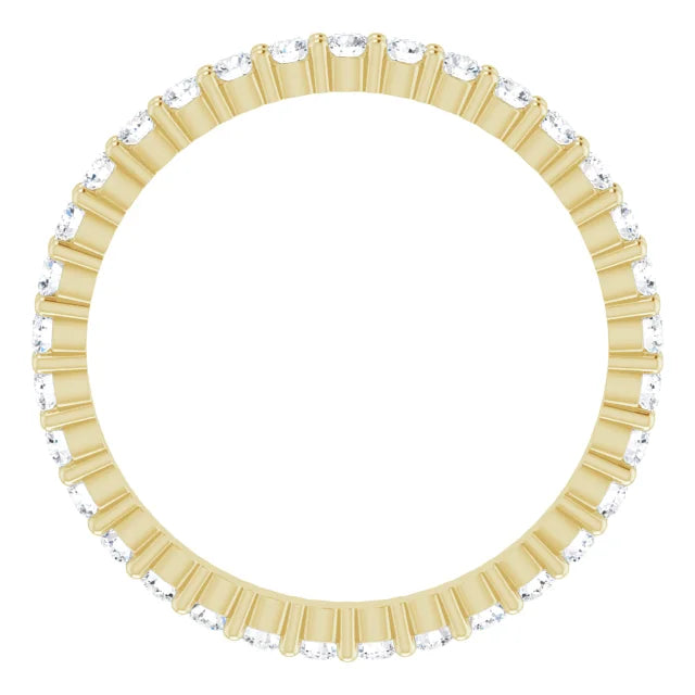 Zoomed out picture for 1.7 MM Shared Prongs Diamond Wedding Band for women Set in Yellow Gold