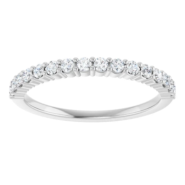 White Gold or platinum 1.7 mm Half Eternity Stackable Diamond Ring 1/3 CTW