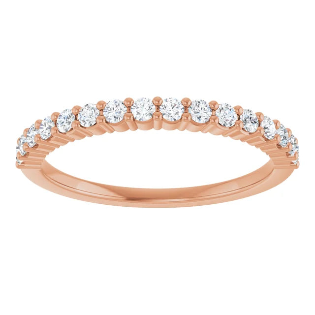 Rose Gold 1.7 mm Half Eternity Stackable Diamond Ring 1/3 CTW