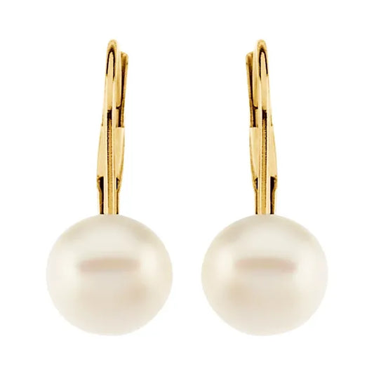 Cultured White Freshwater Pearl Lever Back Earrings