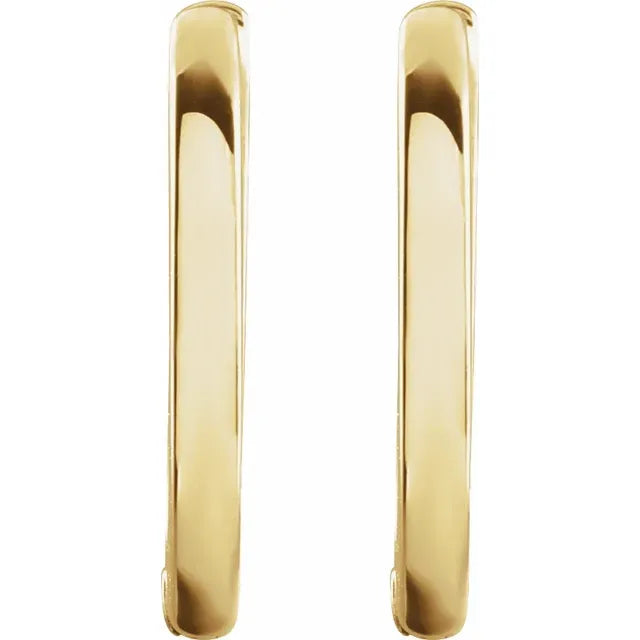 14 mm Elongated Oval Hoop Earrings in Yellow Gold
