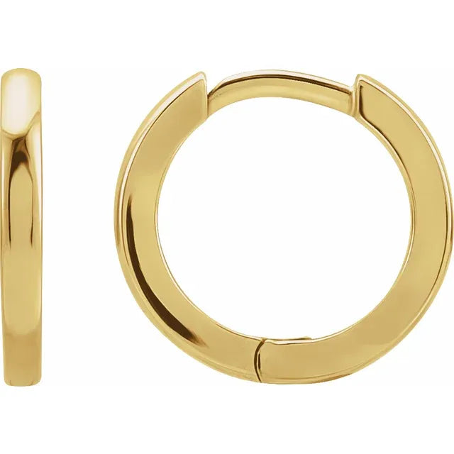 14K Yellow Gold 15 mm Hinged Hoop Earrings