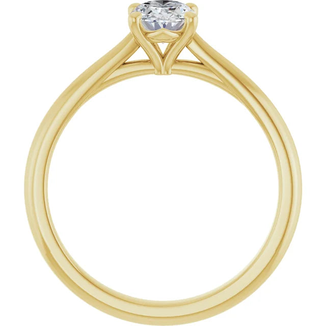 1 CT Oval Solitaire Diamond Engagement Ring set in yellow gold showing under gallery