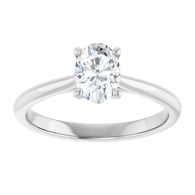 1 CT Oval Solitaire Diamond Engagement Ring Set in white gold or platinum