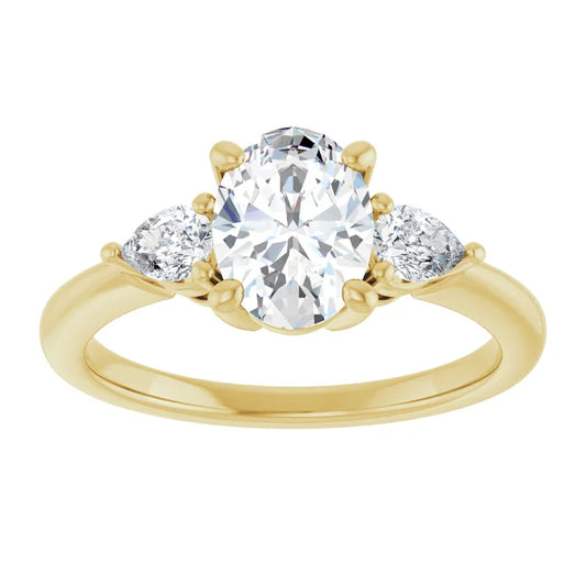 1 1/4 CTW Three Stones Oval and pear Diamond Engagement Ring