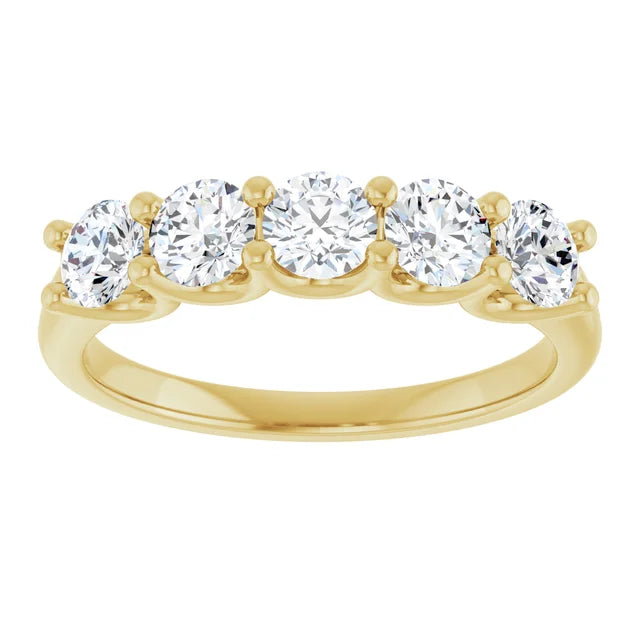 1 CTW 5-Stone Diamond Anniversary Band in Yellow Gold