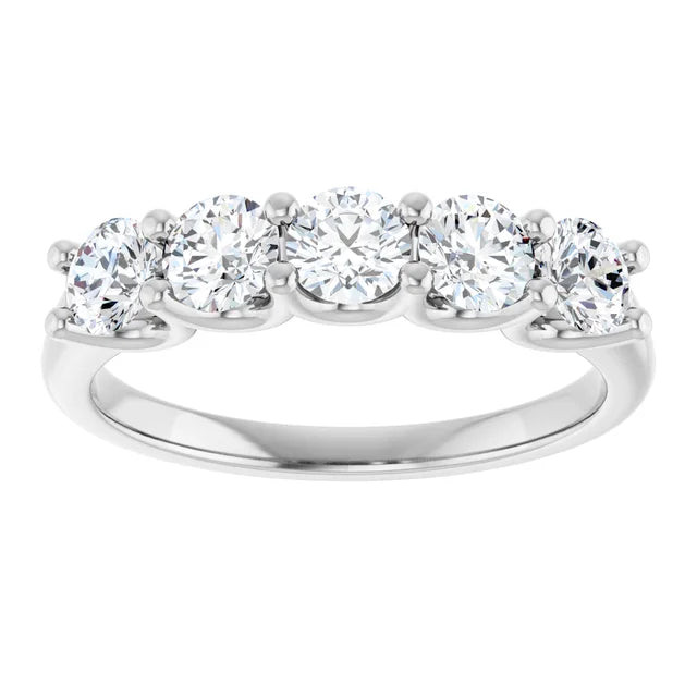 White gold or platinum 1 CTW 5-Stone Diamond Anniversary Band