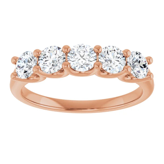 Rose Gold 1 CTW 5-Stone Diamond Anniversary Band