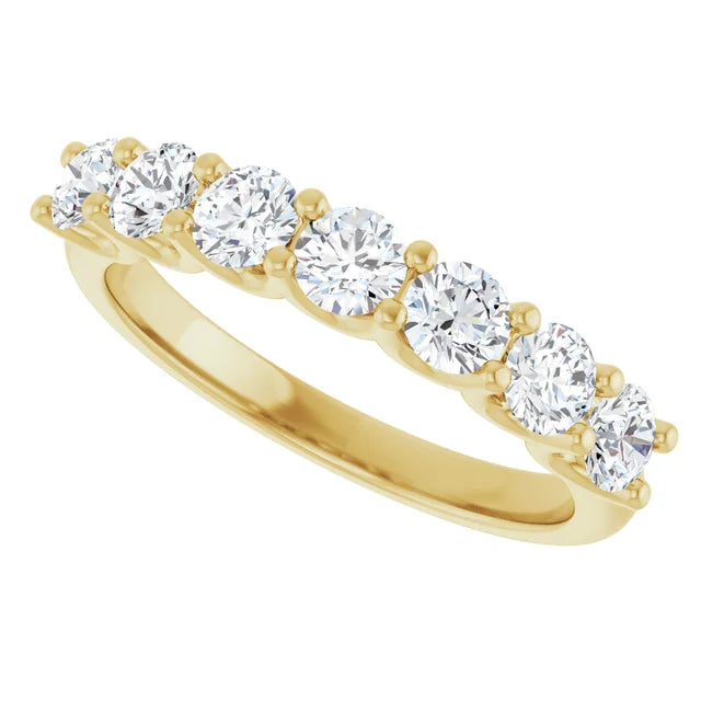 Sideway Picture for Yellow Gold 1 CTW 7 Stone Diamond Anniversary Band