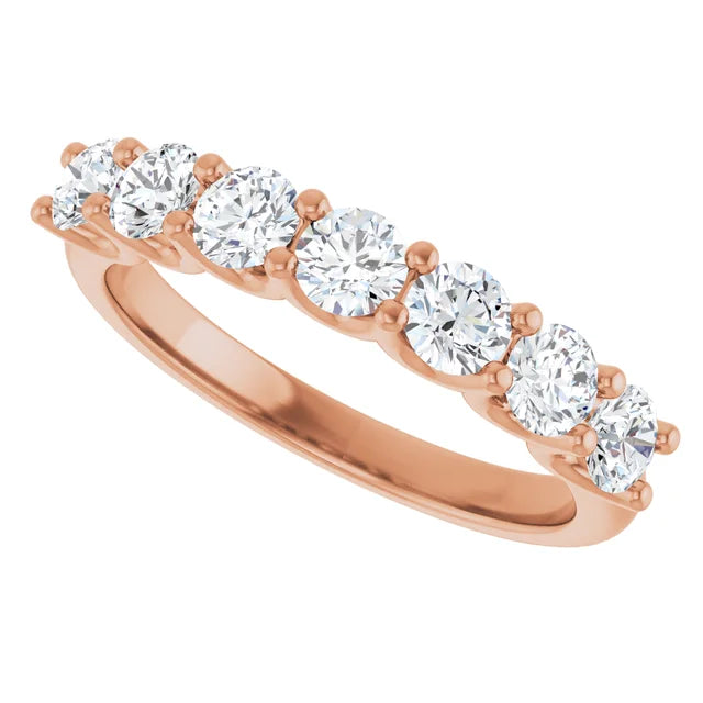 Side picture for rose gold 1 CTW 7 Stone Diamond Anniversary Band