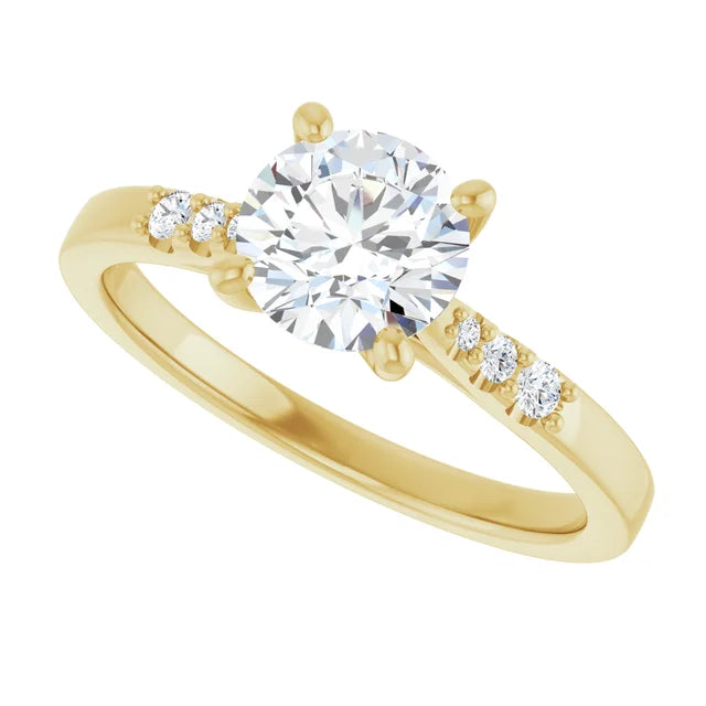 1 CT Video for Round diamond engagement ring with tapered natural diamond accents