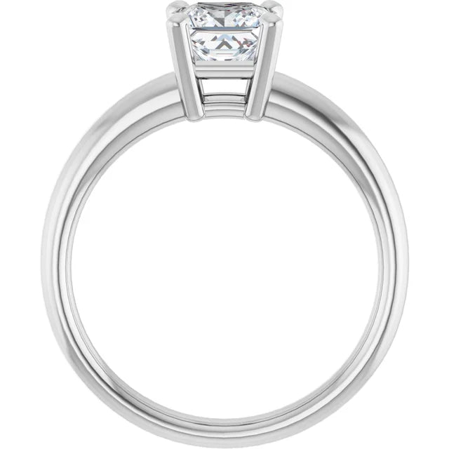 1 CT Princes Cut (Square Cut) Solitaire Diamond Engagement Ring Set in white gold or platinum Showing Under gallery