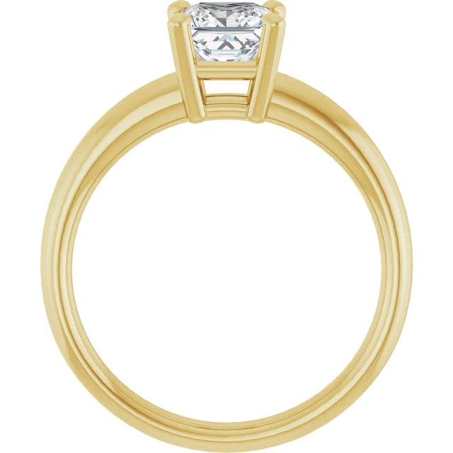 1 CT Princes Cut (Square Cut) Solitaire Diamond Engagement Ring Set in Yellow Gold showing under gallery