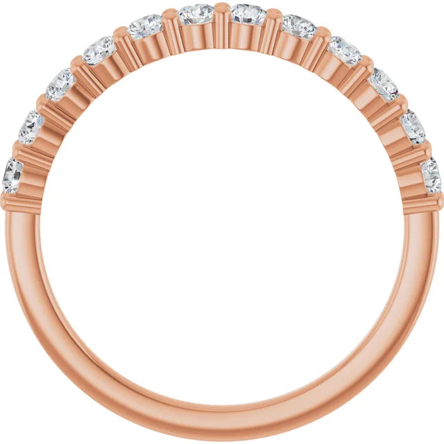 Rose Gold 1/2 CTW Shared-Prong Diamond Half Eternity Ring