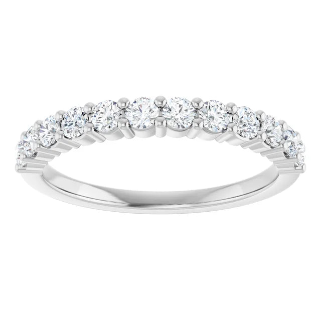 White gold or platinum 1/2 CTW Shared-Prong Diamond Half Eternity Ring