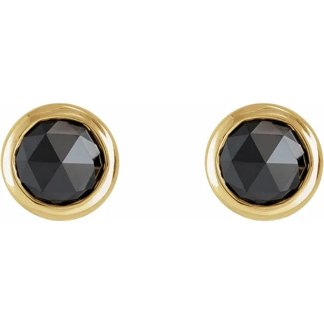 1/2 CTW Rose-Cut Natural Black Diamond Bezel-Set Earrings