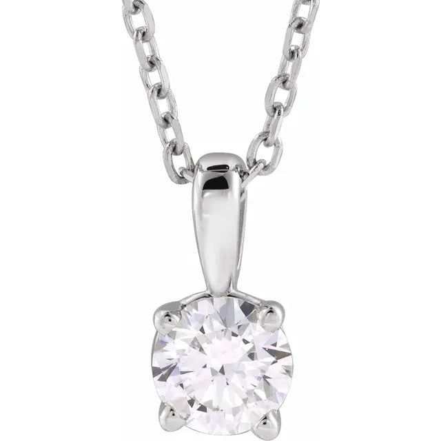 White Gold 1/2 CT Diamond Solitaire Pendant