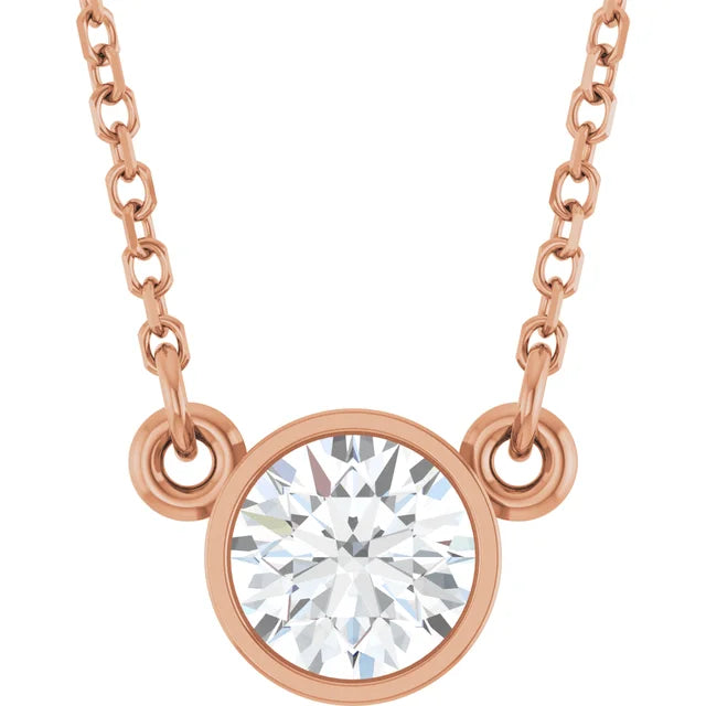 1/2 CT Solitaire Diamond Necklace in rose gold