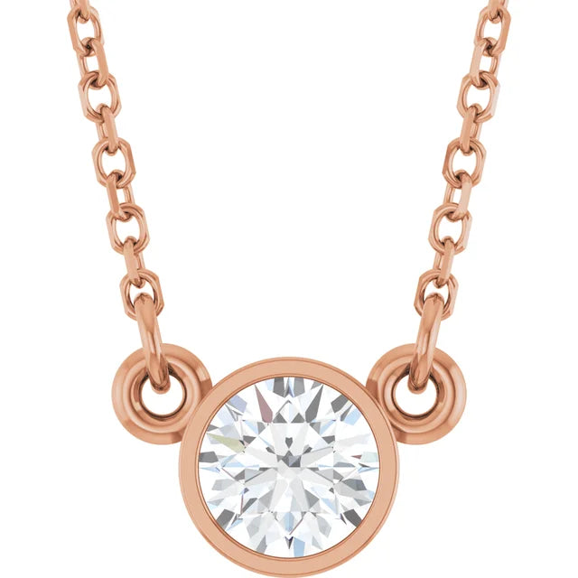 1/3 CT Solitaire Diamond Necklace in Rose Gold