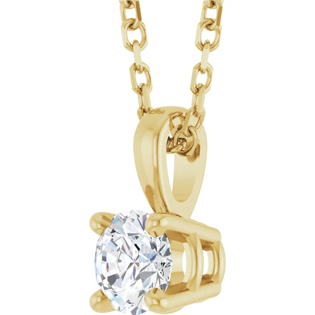 Yellow Gold 1/4 CT 4-Prong Solitaire Diamond Pendant