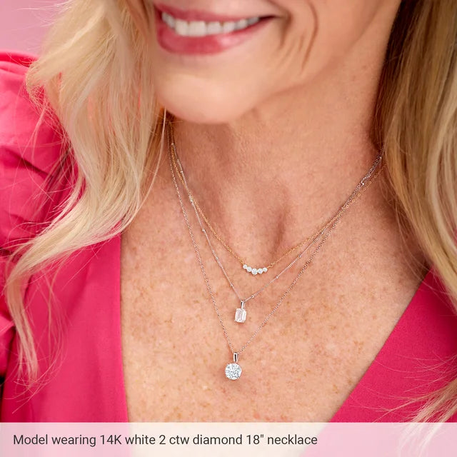 Model wearing 4-Prong Solitaire Diamond Pendant