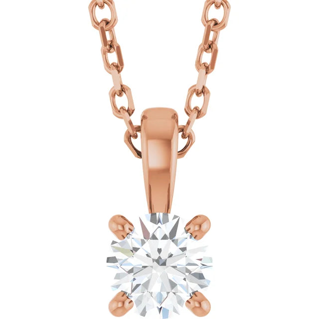 Rose Gold 1/4 CT 4-Prong Solitaire Diamond Pendant