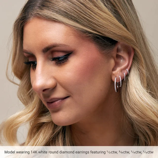 a Picture for a model wearing Diamond Hoop Earrings