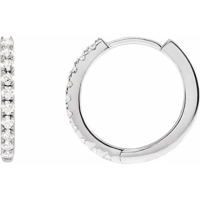 1/4 CTW Lab-Grown Diamond 14 mm Hoop Earrings Set in White gold or platinum