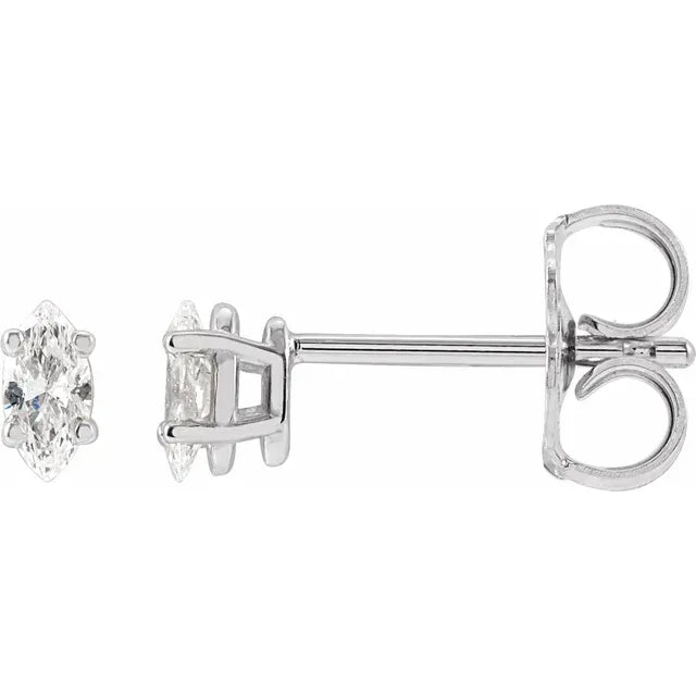 Classic Marquise Diamond Stud Earrings Set in white gold or platinum