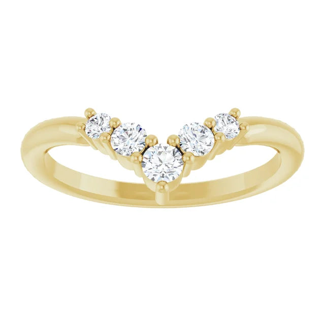 Yellow Gold 1/4 CTW Diamond Graduated V Ring