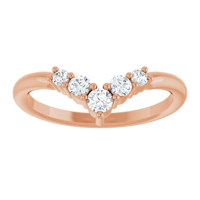 Rose Gold 1/4 CTW Diamond Graduated V Ring