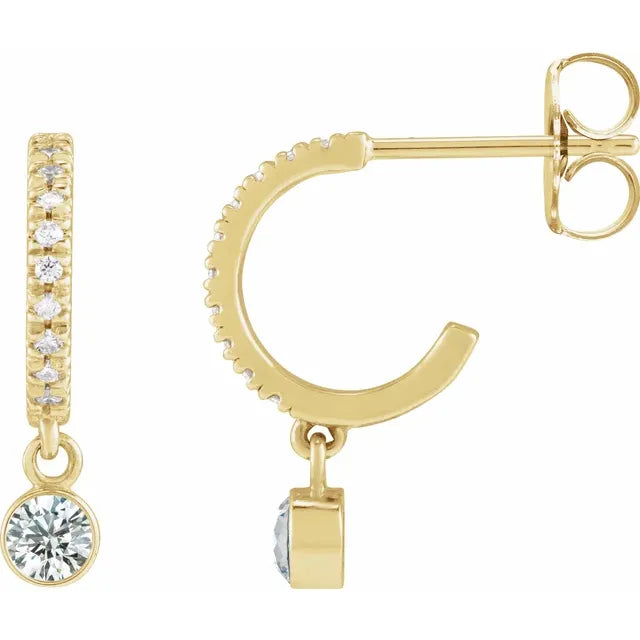 Yellow Gold 1/4 CTW Natural Diamond French-Set Hoop Earrings