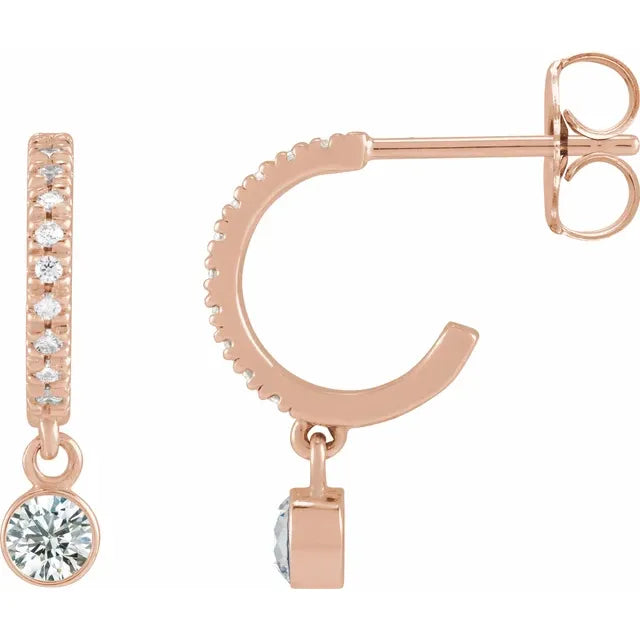 Rose Gold 1/4 CTW Natural Diamond French-Set Hoop Earrings
