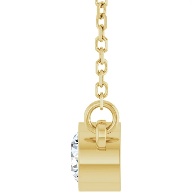 Side View for 1/4 CT Bezel Set Solitaire Diamond Set in Yellow Gold