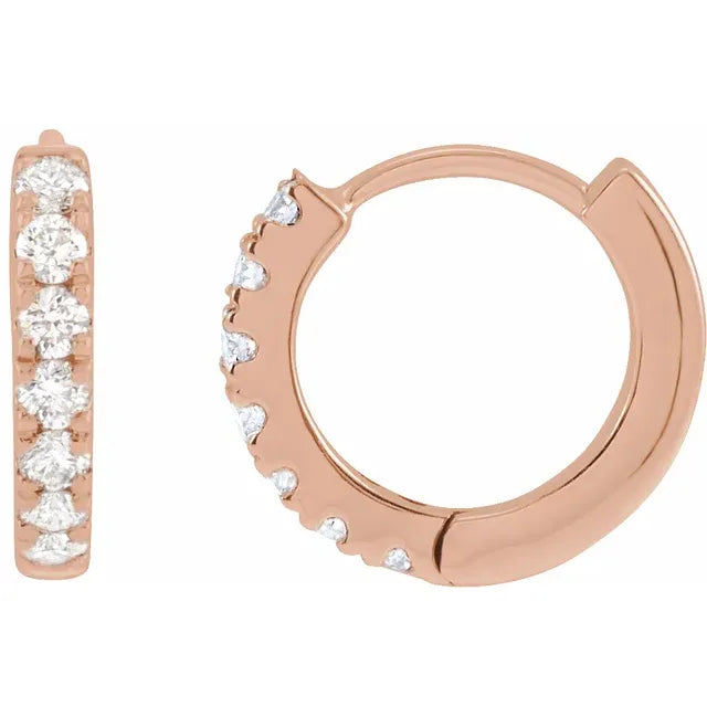 14K Rose Gold 1/5 CTW Lab-Grown Diamond 10 mm Hoop Earrings