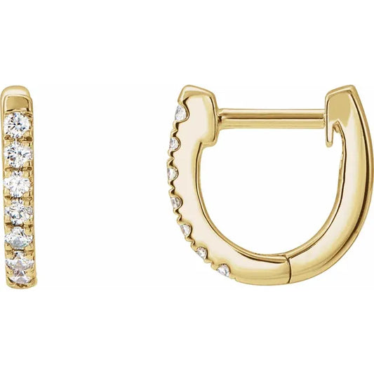1/6 CTW Natural Diamond Hoop Earrings Set in Yellow Gold