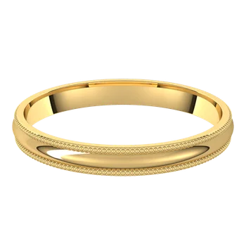 2.5 Half Round Milgrain Wedding Band in Yellow Gold