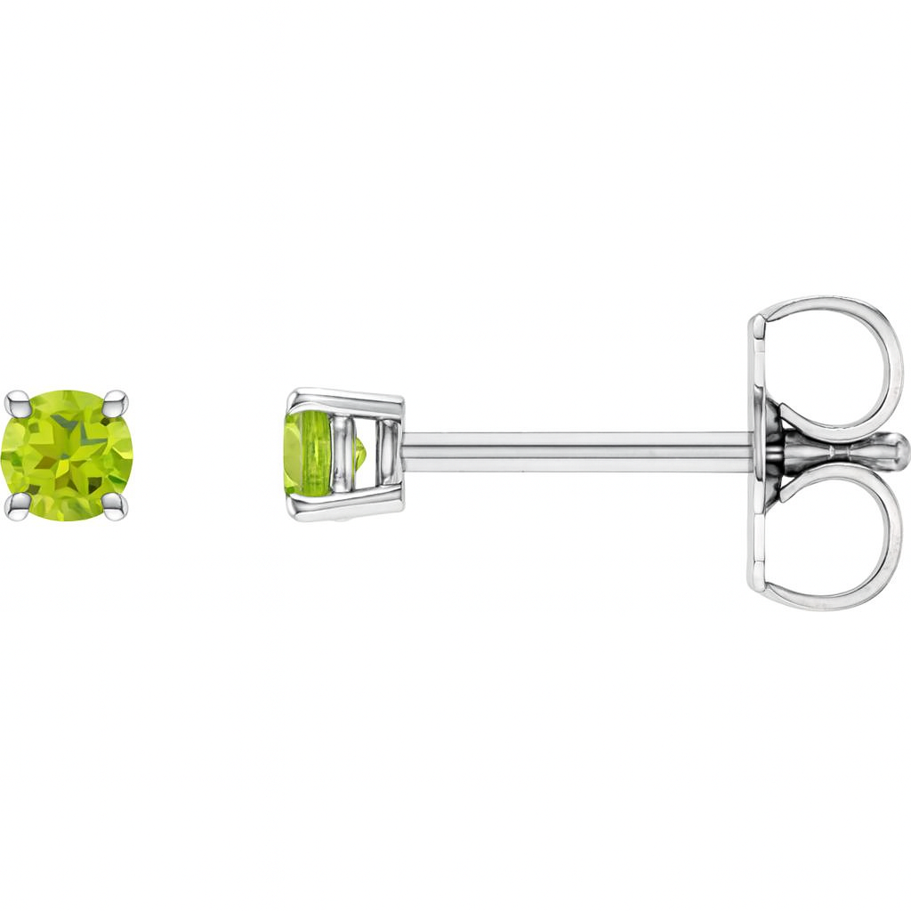 Natural Peridot Stud Earrings – 2.5 MM, 4 MM, 5 MM, 6 MM