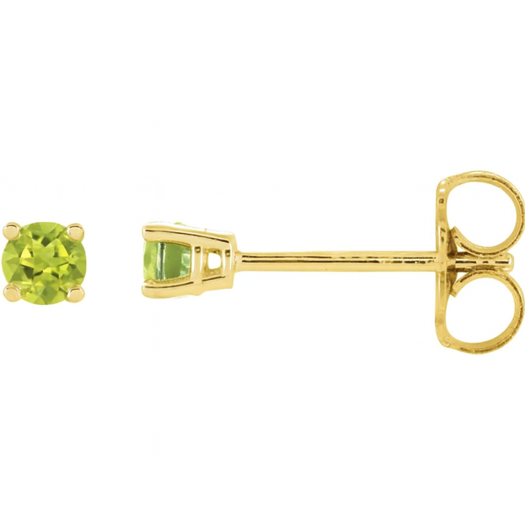 Natural Peridot Stud Earrings – 2.5 MM, 4 MM, 5 MM, 6 MM
