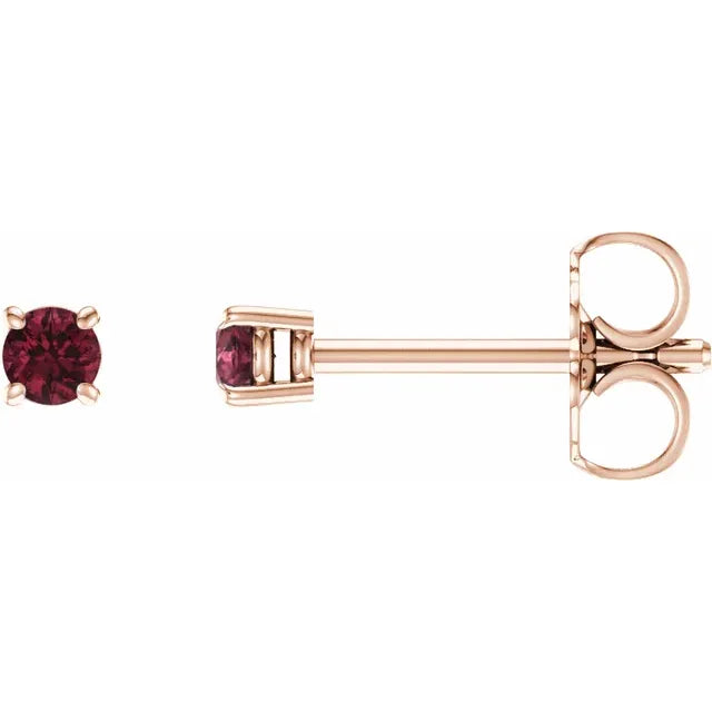 Natural Mozambique Garnet Stud Earrings – 2.5 MM & 4 MM