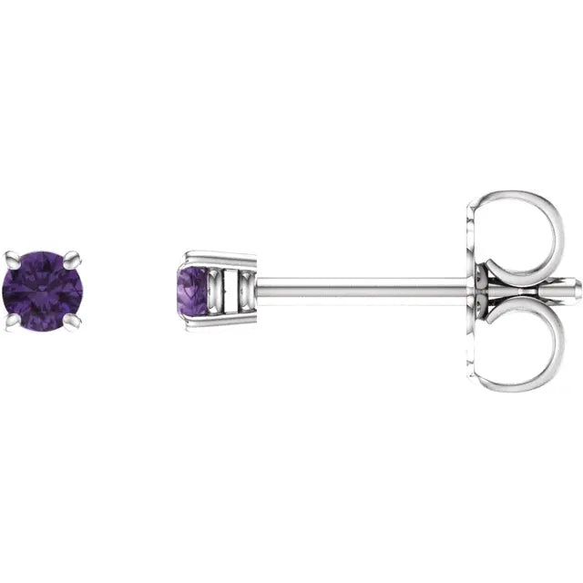 14K White Gold 2.5 mm Natural Amethyst Stud Earrings
