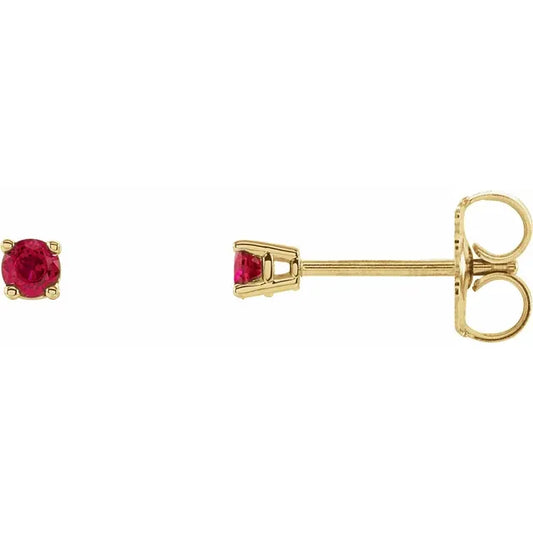 Petite Natural Ruby Stud Earrings – 2.5 MM
