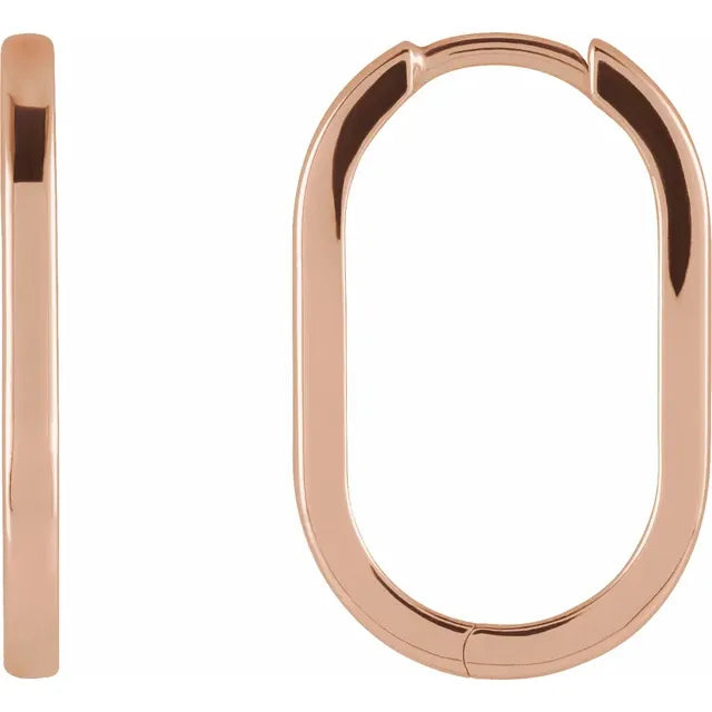 14K Rose Gold 20 mm Elongated Oval Hoop Earrings
