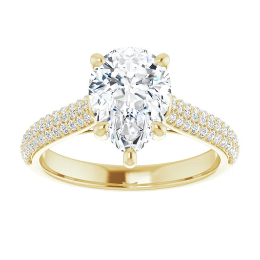 2 CT Hidden Halo Pear Solitaire with Accented Shank